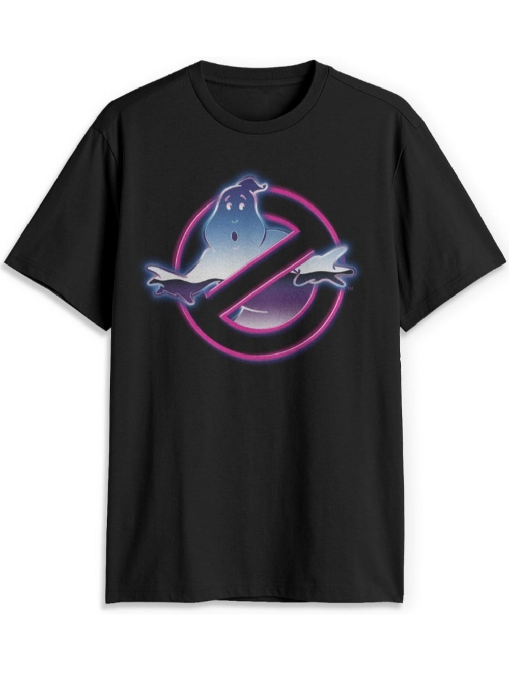 Ghostbusters Graphic Tee Black with Neon Logo Unisex Size XL